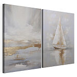 Impression sur toile modulaire Peinture représentant un voilier sur l'eau