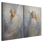Impression sur toile modulaire Femme ailée en robe blanche