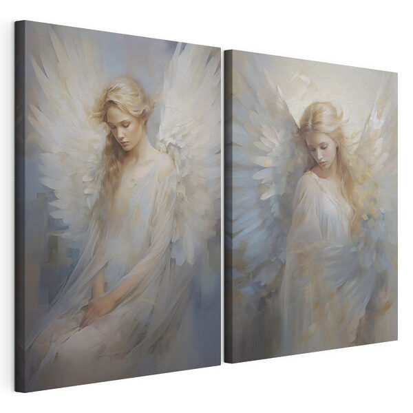 Femme ailée en robe blanche Impression sur toile modulaire Femme ailée en robe blanche