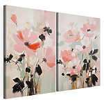 Impression sur toile modulaire Peinture représentant des fleurs sur fond blanc