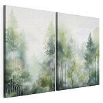 Impression sur toile modulaire Peinture représentant des arbres dans le brouillard