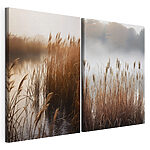 Impression sur toile modulaire Lac entouré de hautes herbes