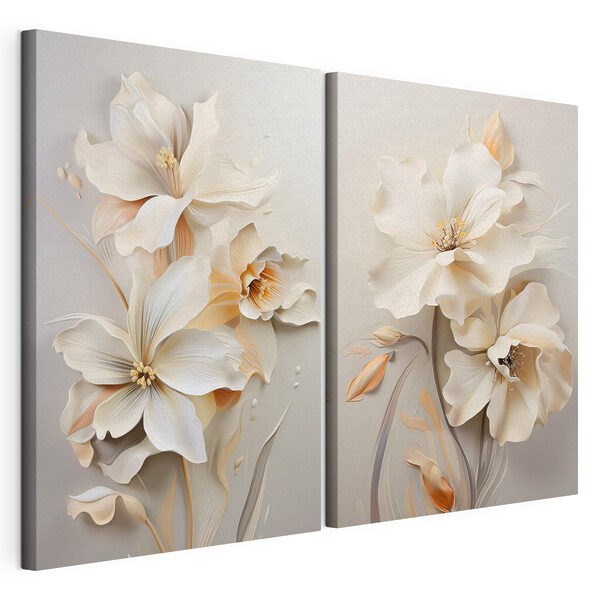 Des fleurs délicates aux teintes subtiles Impression sur toile modulaire Des fleurs délicates aux teintes subtiles