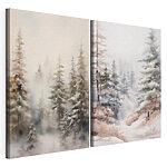 Impression sur toile modulaire Peinture représentant des arbres sous la neige