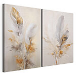 Impression sur toile modulaire Peinture représentant des plumes et des fleurs