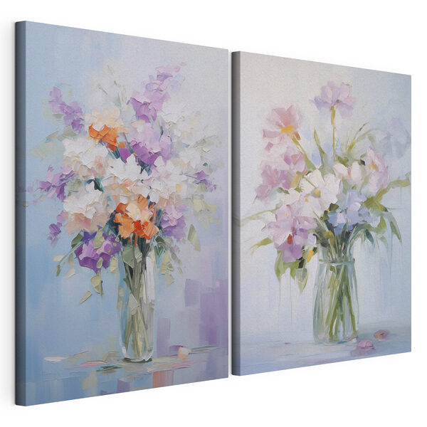 Impression sur toile modulaire Peinture représentant des fleurs dans un vase