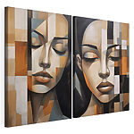 Impression sur toile modulaire Deux tableaux représentant une femme