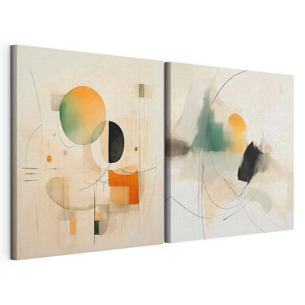 Impression sur toile modulaire Deux tableaux de formes et de couleurs différentes