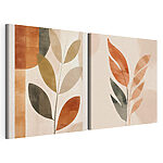 Impression sur toile modulaire Feuilles artistiques aux teintes chaudes