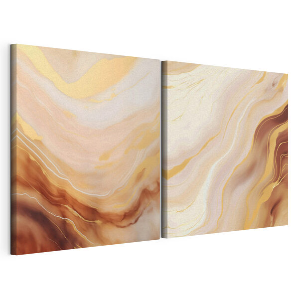 De douces volutes aux teintes chaudes qui se fondent les unes dans les autres Impression sur toile modulaire De douces volutes aux teintes chaudes qui se fondent les unes dans les autres