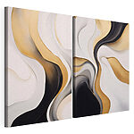 Impression sur toile modulaire Courbes abstraites aux couleurs douces