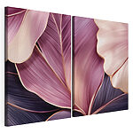 Impression sur toile modulaire Des feuilles délicates aux teintes douces