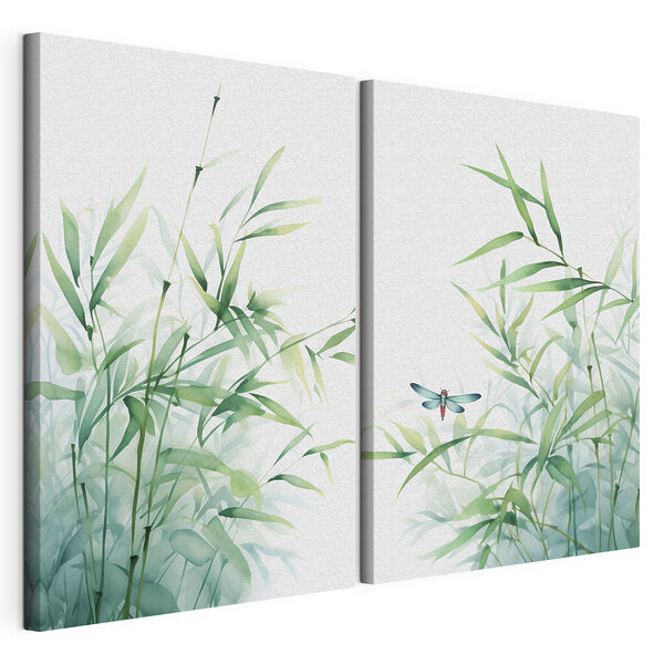 Libellule posée sur une plante Impression sur toile modulaire Libellule posée sur une plante