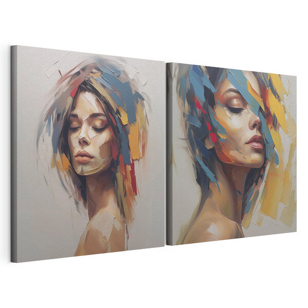 Impression sur toile modulaire Femme avec de la peinture sur le visage