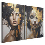 Impression sur toile modulaire Collage représentant le visage d'une femme