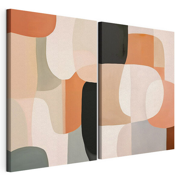 Formes abstraites aux couleurs douces Impression sur toile modulaire Formes abstraites aux couleurs douces