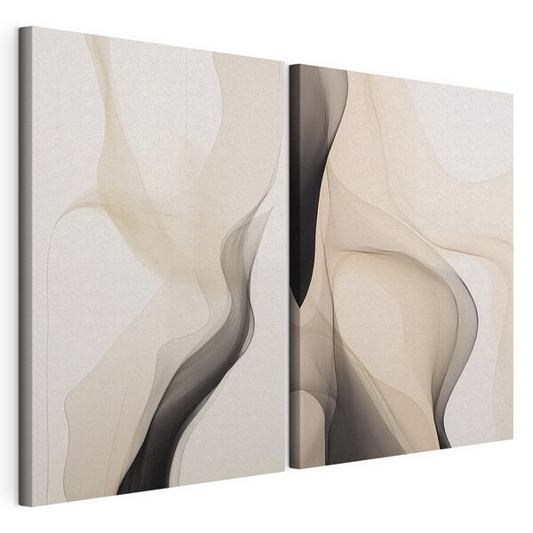 Impression sur toile modulaire Des tourbillons abstraits dans des tons doux