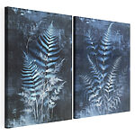 Impression sur toile modulaire Fougères aux teintes bleues froides