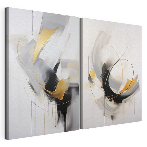Des traits dynamiques dans une palette monochrome Impression sur toile modulaire Des traits dynamiques dans une palette monochrome