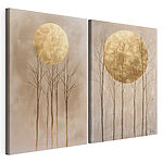 Impression sur toile modulaire Deux tableaux représentant des arbres et la lune