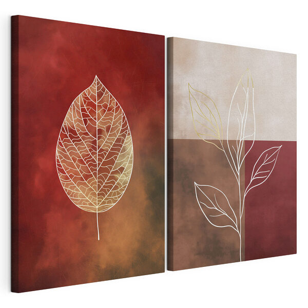 Motifs abstraits de feuilles inspirés de la nature Impression sur toile modulaire Motifs abstraits de feuilles inspirés de la nature