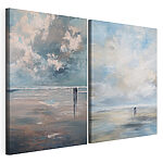 Impression sur toile modulaire Tableau représentant des personnes se promenant sur une plage