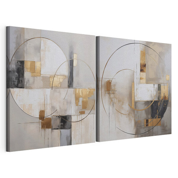 Impression sur toile modulaire Lignes abstraites dans des tons terreux