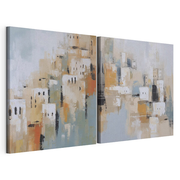 Impression sur toile modulaire Peinture représentant une ville