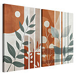 Impression sur toile modulaire Motifs botaniques raffinés dans des tons terreux