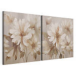 Impression sur toile modulaire Peinture représentant des fleurs sur fond beige