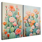 Impression sur toile modulaire Peinture représentant des fleurs et des cactus