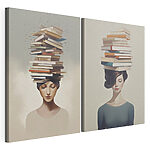 Impression sur toile modulaire Femme avec des livres sur la tête