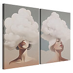 Impression sur toile modulaire Femme aux cheveux blancs, avec des nuages sur la tête