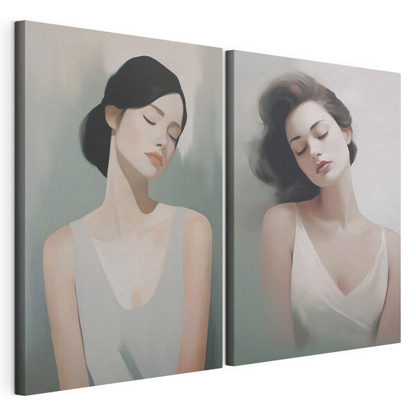 Des expressions rêveuses dans des teintes douces Impression sur toile modulaire Des expressions rêveuses dans des teintes douces