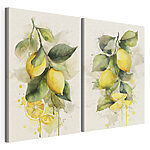 Impression sur toile modulaire Peinture représentant des citrons sur une branche