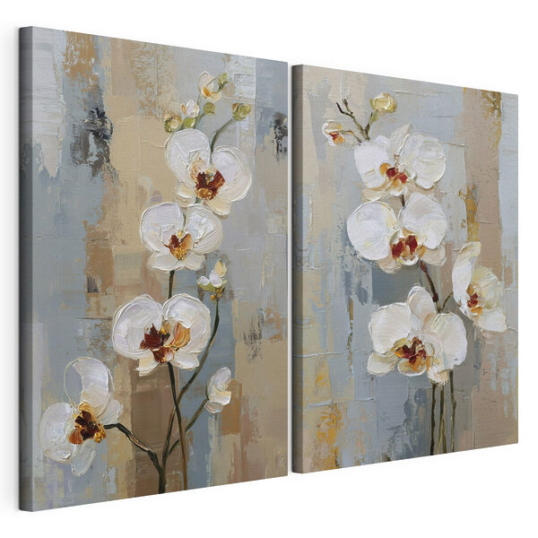 Impression sur toile modulaire Peinture représentant des fleurs blanches