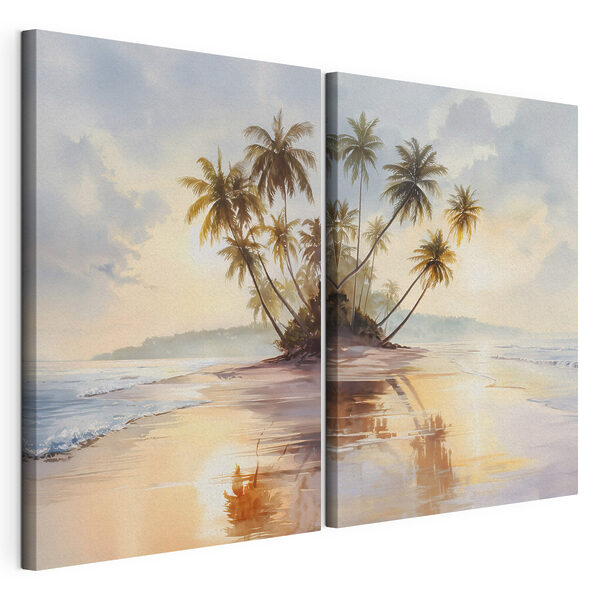 Des palmiers sur une plage Impression sur toile modulaire Des palmiers sur une plage