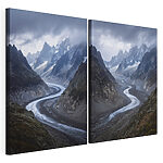 Impression sur toile modulaire Rivière traversant une vallée