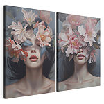 Impression sur toile modulaire Femme avec des fleurs sur le visage