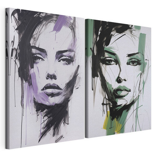 Peinture représentant le visage d'une femme Impression sur toile modulaire Peinture représentant le visage d'une femme
