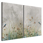 Impression sur toile modulaire Peinture représentant des fleurs et de l'herbe