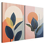 Impression sur toile modulaire Des feuilles sereines sur des arrière-plans doux