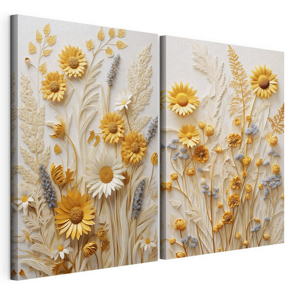 Impression sur toile modulaire Modular canvas print Collage of flowers and leaves