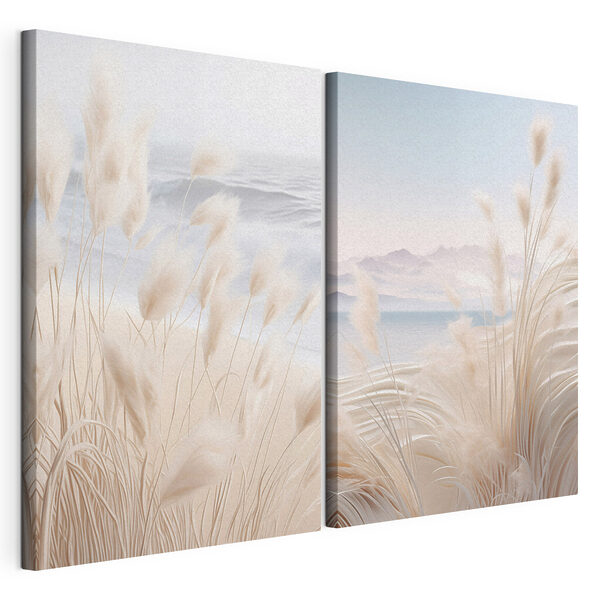 Les vagues douces et les herbes souples dansent Impression sur toile modulaire Les vagues douces et les herbes souples dansent