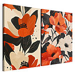 Impression sur toile modulaire Des motifs floraux éclatants aux teintes vives