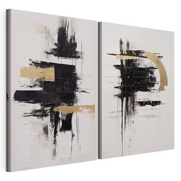 Impression sur toile modulaire Jeu dynamique entre le noir et le blanc