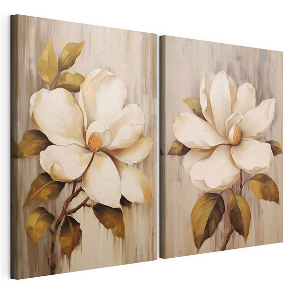 Impression sur toile modulaire Peinture de fleurs sur une surface en bois