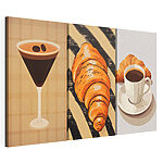 Impression sur toile modulaire Une tasse de café et des croissants