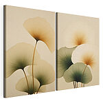 Impression sur toile modulaire Des feuilles délicates aux teintes douces