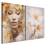 Impression sur toile modulaire Femme avec des fleurs et un mannequin